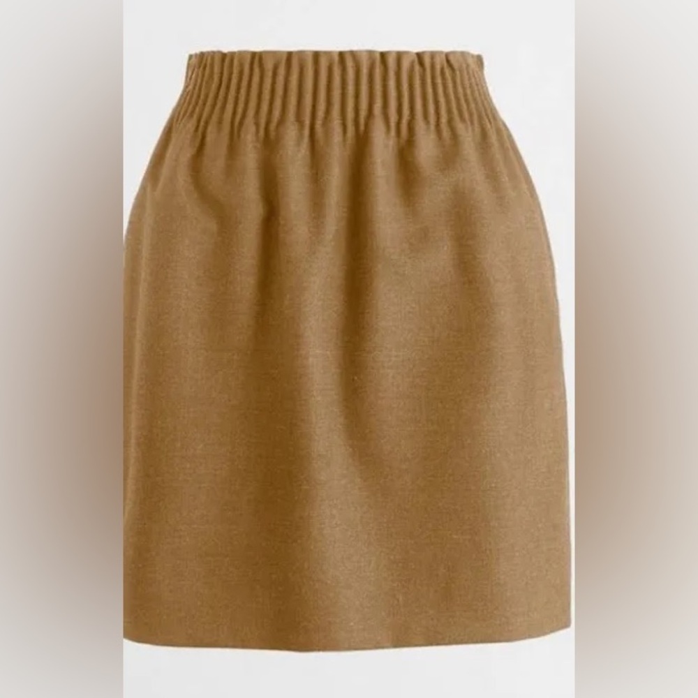 J.Crew Tan Wool Blend Pull On Mini Skirt Camel Elastic Waist Size 4 - Picture 1 of 8